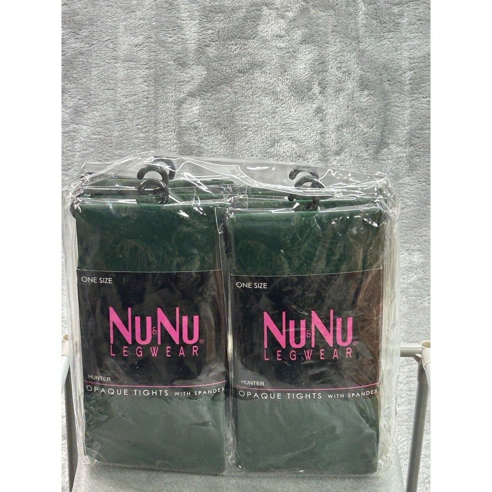 Nu & Nu Legwear Dark Green Opaque Tights With Spandex Sz 4'10"-5'4"  6 Pairs